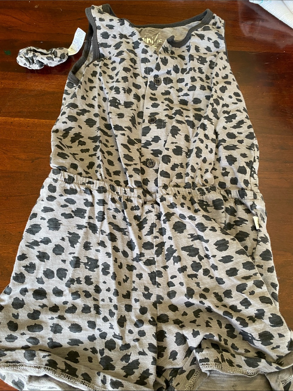 Unisex Gray + Black Leopard Print Kids Romper Set